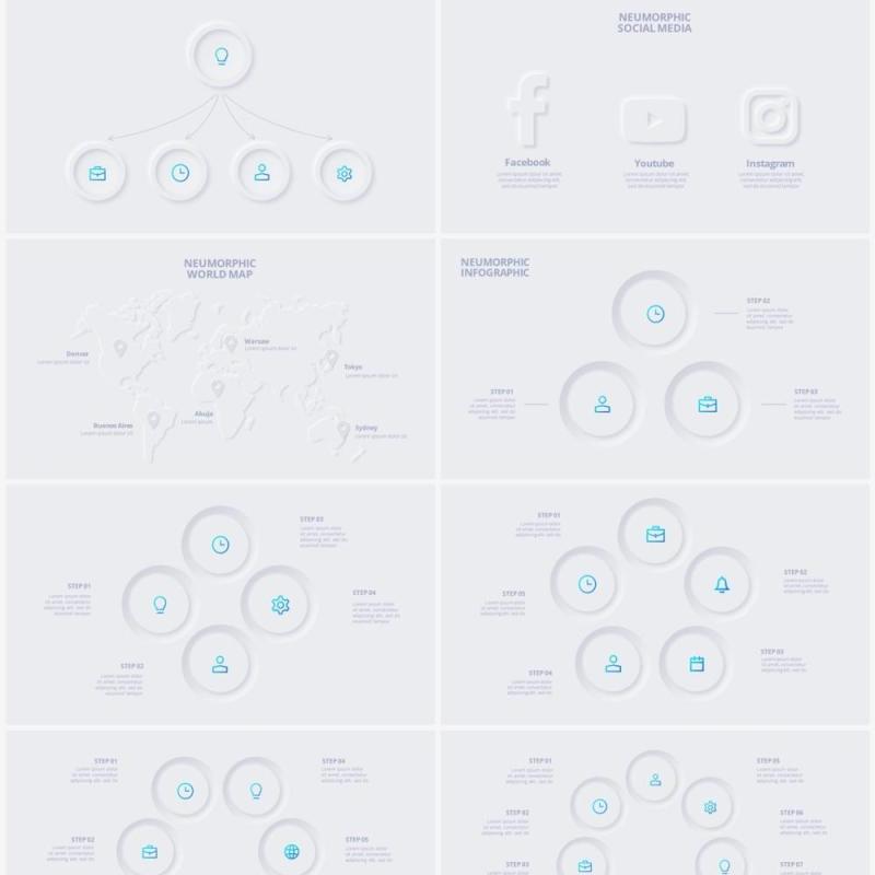 浅色简洁炫酷商业商务动态PPT幻灯片模板Neumorphic