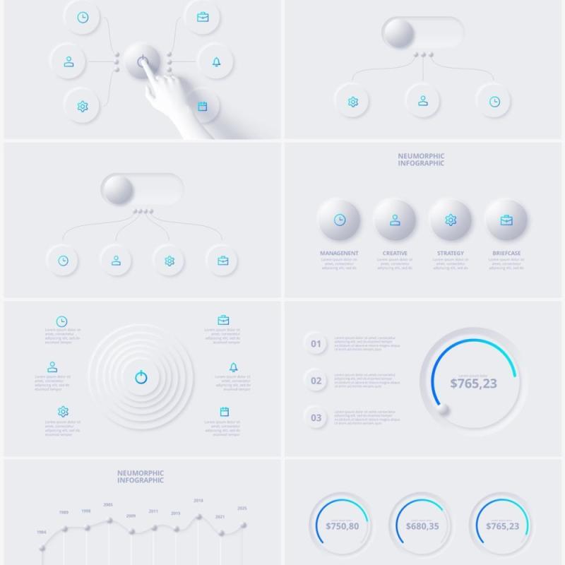 浅色简洁炫酷商业商务动态PPT幻灯片模板Neumorphic