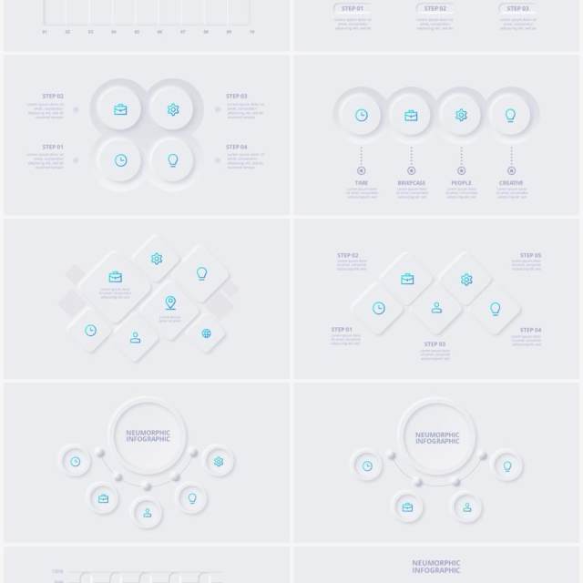 浅色简洁炫酷商业商务动态PPT幻灯片模板Neumorphic 浅色简洁炫酷商业商务动态PPT幻灯片模板Neumorphic
