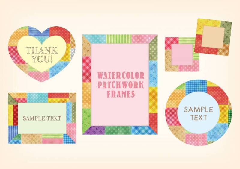 水彩触摸拼凑框架集