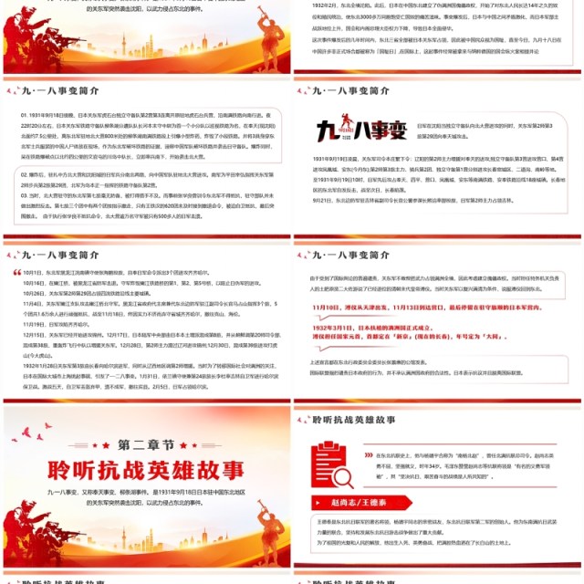 红色党政风纪念九一八事变93周年PPT模板 红色党政风纪念九一八事变93周年PPT模板