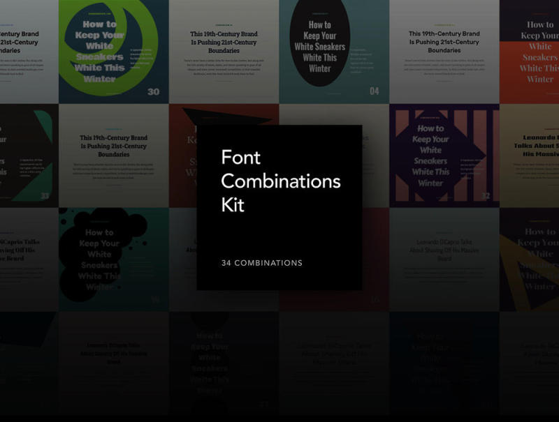 34优秀的字体组合模板，Font Combinations Kit