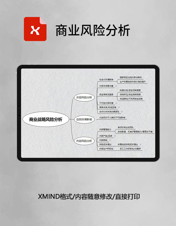 思维导图简洁商业风险分析XMind模板