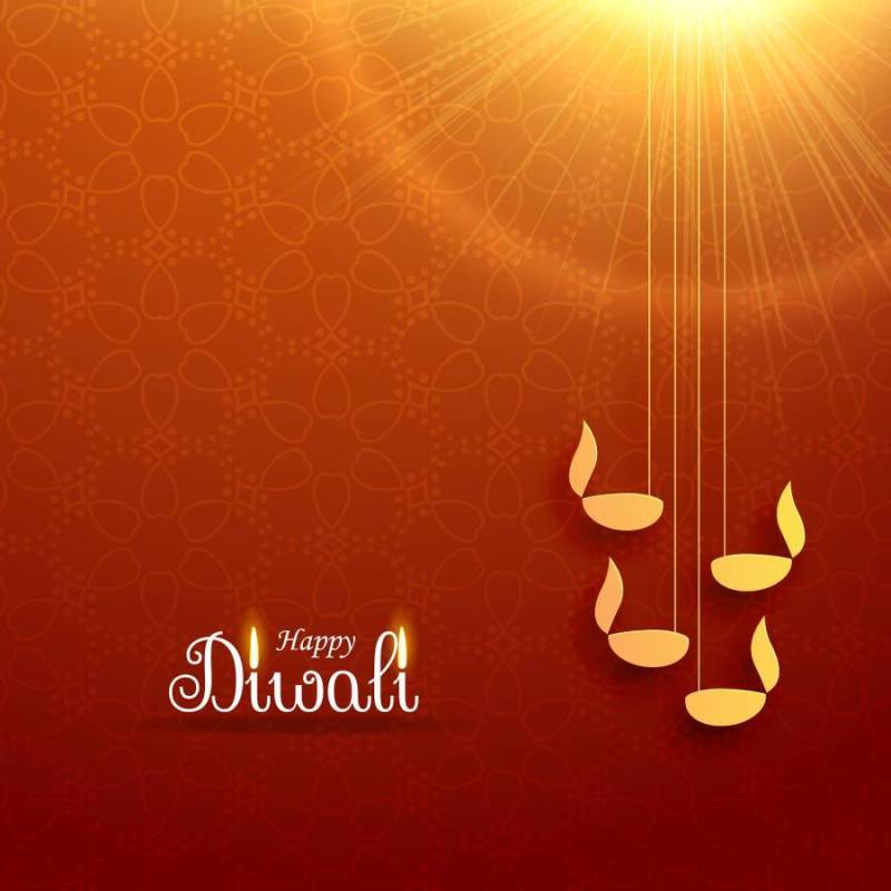 印度教diwali节日贺卡设计与吊灯和
