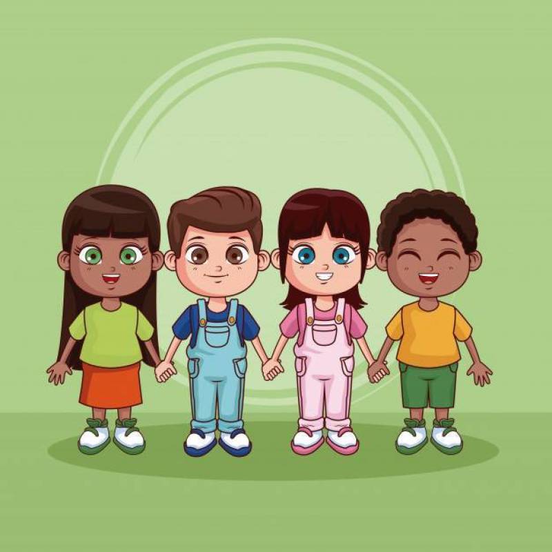 可爱和快乐的孩子卡通在彩色背景