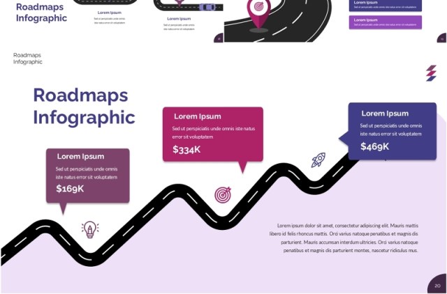 旅游导航线路路线路信息图PPT模板Roadmaps Infographic Presentation Template - No IMG