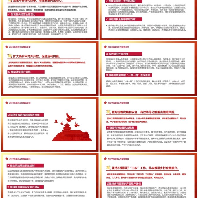红色渐变党政风聚焦两会政府工作报告全文PPT模板