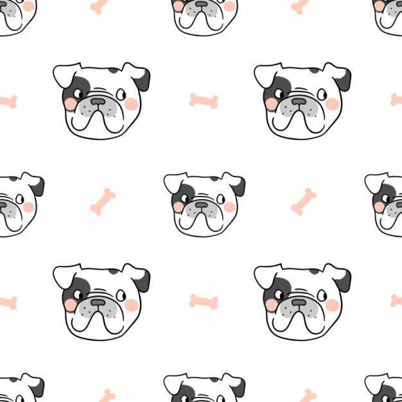 与甜骨头的无缝的样式背景法国牛头犬