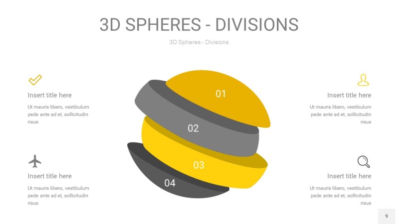 灰黄色3D球体切割PPT信息图9