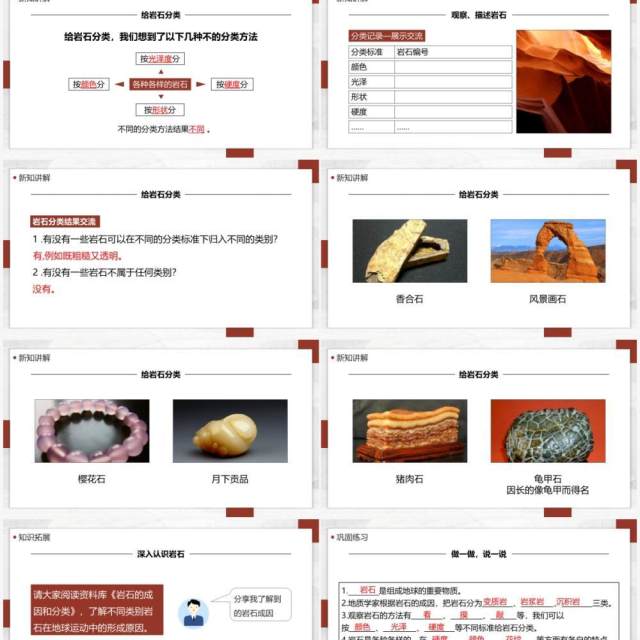 教科版四年级下册各种各样的岩石课件PPT模板