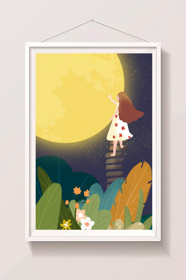 蓝色梦幻月光夏夜之梦插画 蓝色梦幻月光夏夜之梦插画