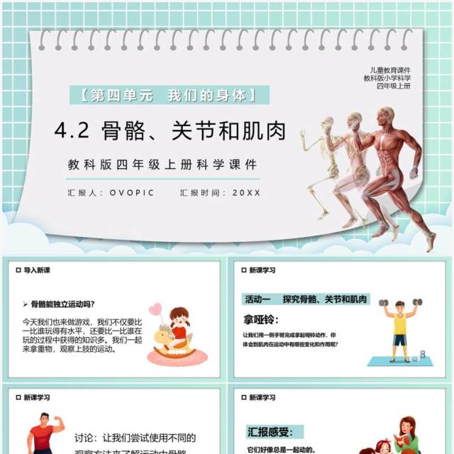 教科版四年级科学上册骨骼关节和肌肉课件PPT模板 教科版四年级科学上册骨骼关节和肌肉课件PPT模板