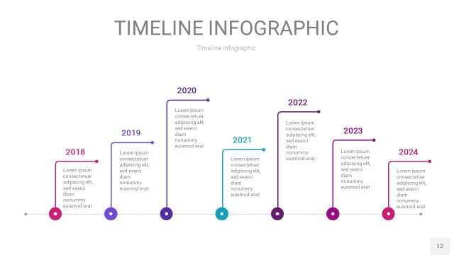 粉紫蓝色时间轴PPT信息图12