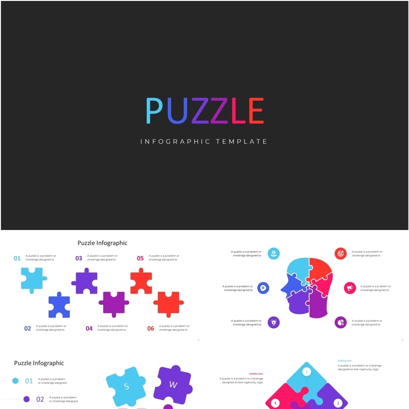 创意拼图信息图PPT模板Puzzle ppt