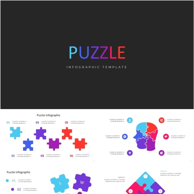 创意拼图信息图PPT模板Puzzle ppt