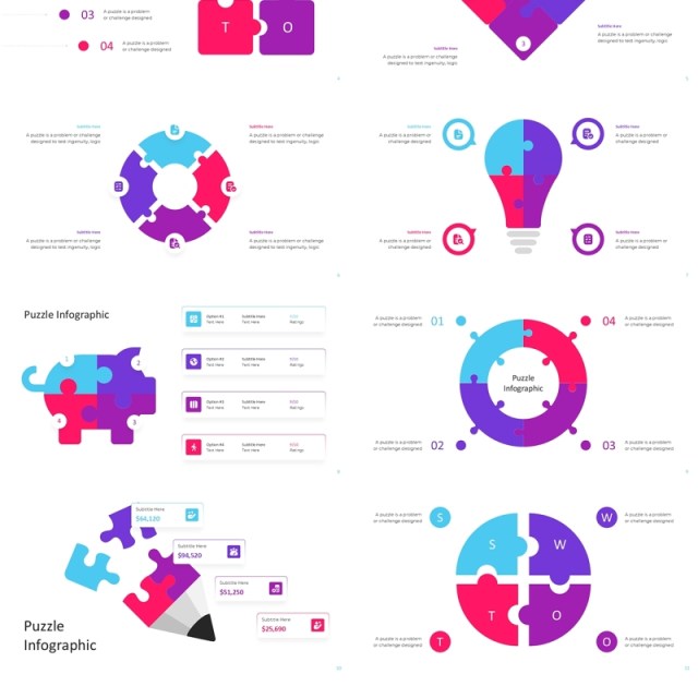 创意拼图信息图PPT模板Puzzle ppt