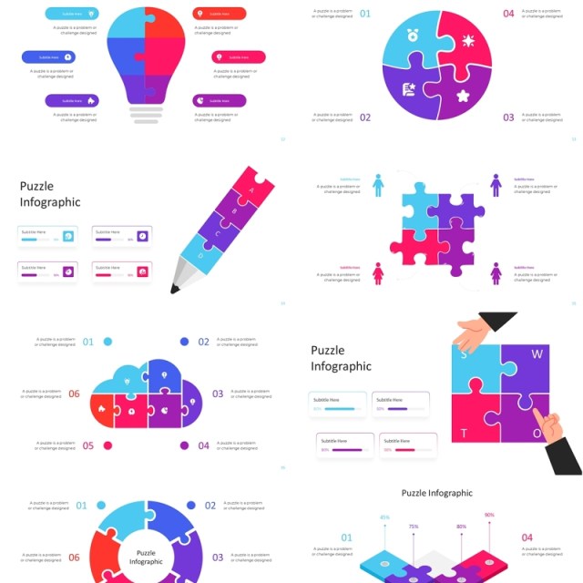 创意拼图信息图PPT模板Puzzle ppt