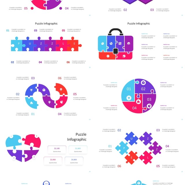 创意拼图信息图PPT模板Puzzle ppt