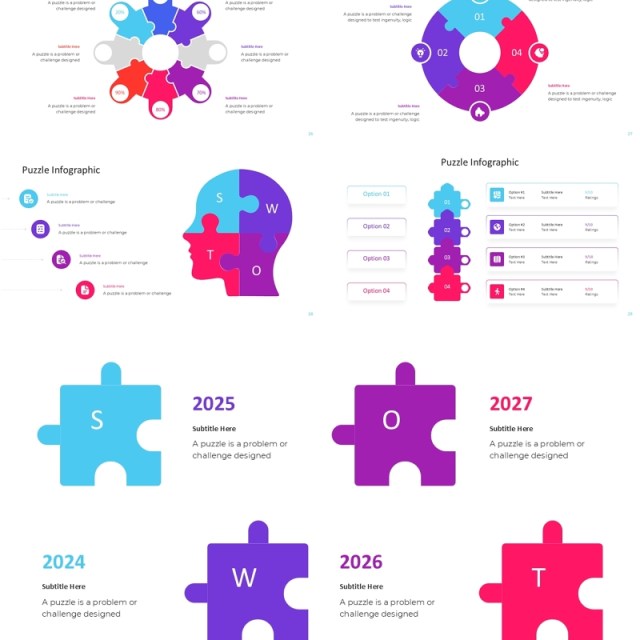 创意拼图信息图PPT模板Puzzle ppt