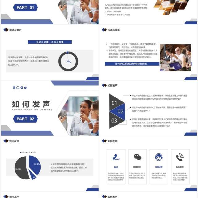 蓝色商务沟通与倾听企业培训PPT模板 蓝色商务沟通与倾听企业培训PPT模板