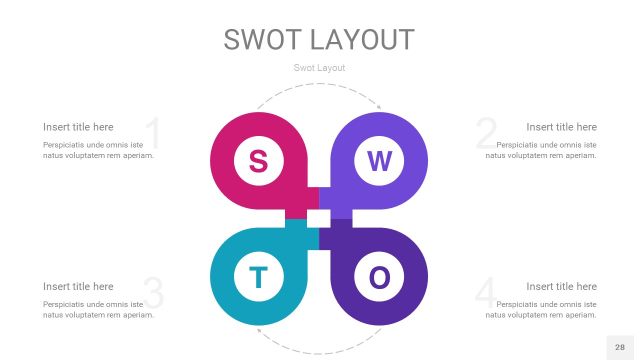 玫瑰紫SWOT图表PPT28