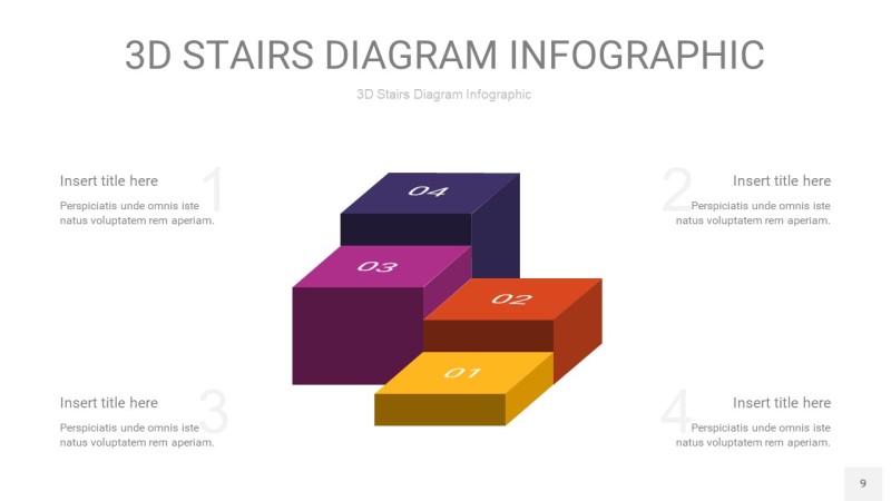 彩色3D阶梯PPT图表9