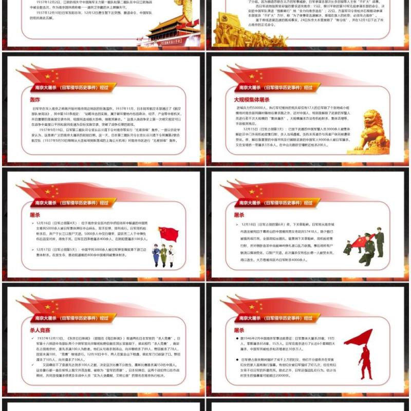 黑色简约风南京大屠杀纪念日牢记历史教育主题班会PPT模板