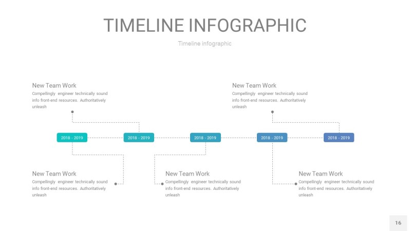 蓝绿色时间轴PPT信息图16