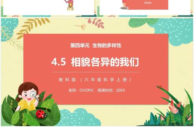 教科版六年级科学上册相貌各异的我们PPT模板 教科版六年级科学上册相貌各异的我们PPT模板