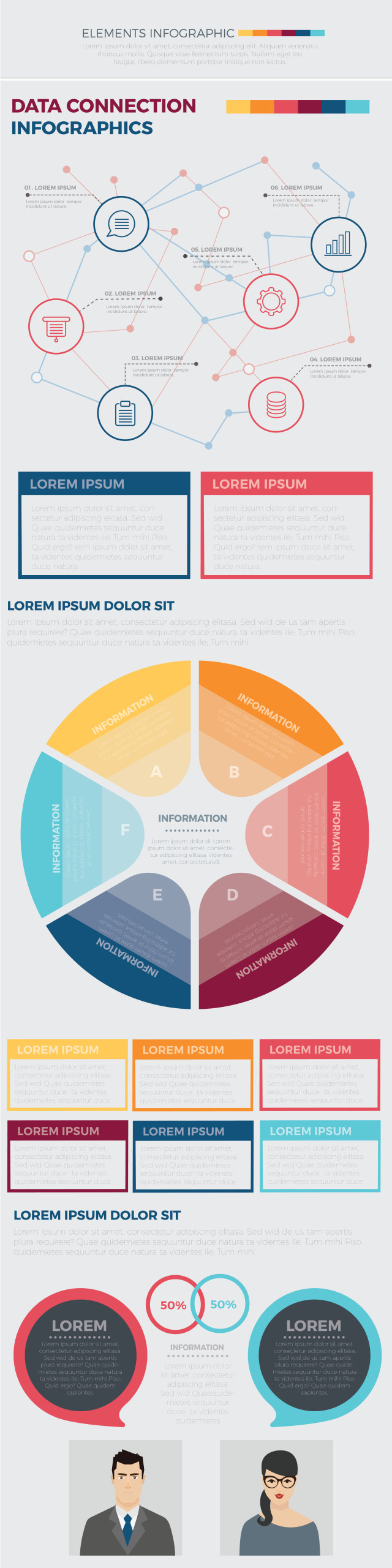 信息图表简洁人物插画素材 infographics clean illustrator