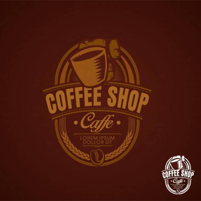 咖啡厅咖啡馆棕色复古徽标
