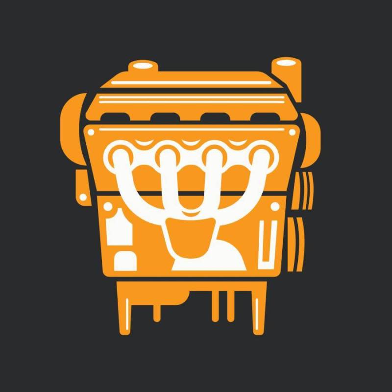 汽车发动机4缸侧视图