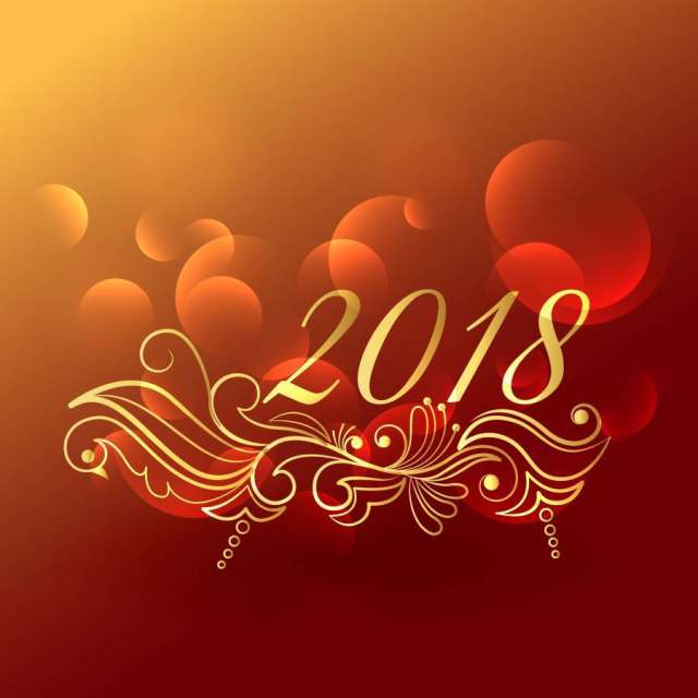 优雅的2018年新年贺卡设计与花卉装饰