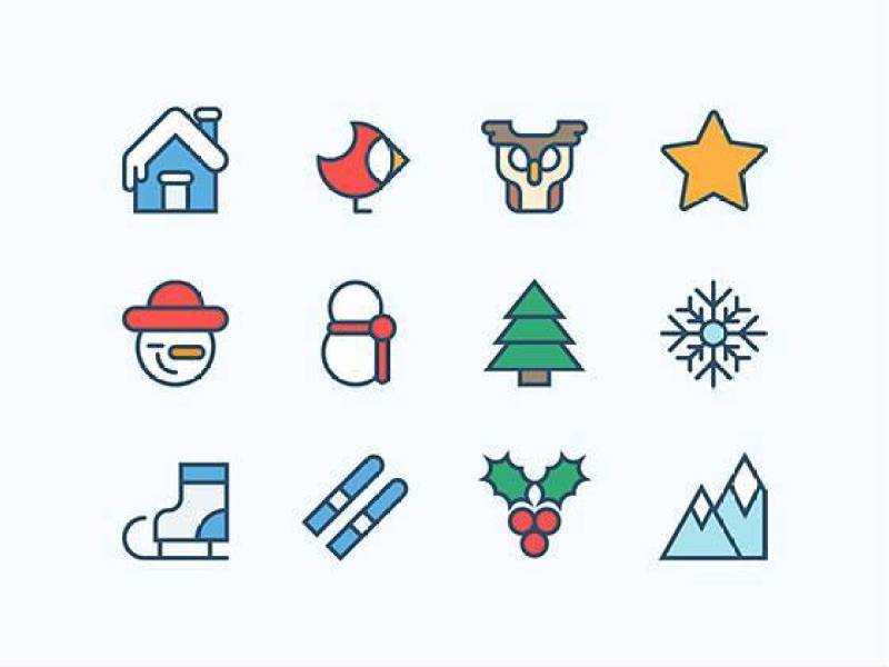 圣诞节扁平图标