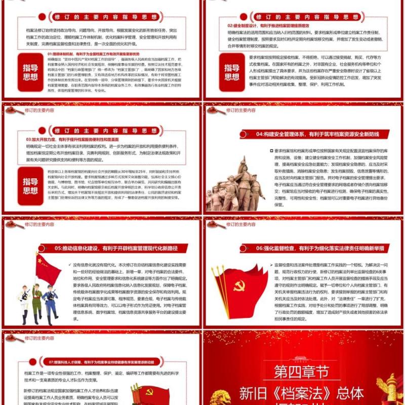 红色党政党建中华人民共和国档案法修订宣传PPT模板
