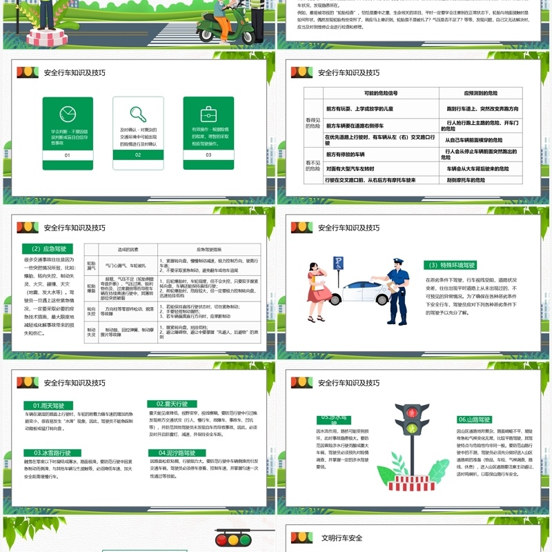 绿色卡通风驾驶员交通安全知识培训PPT模板