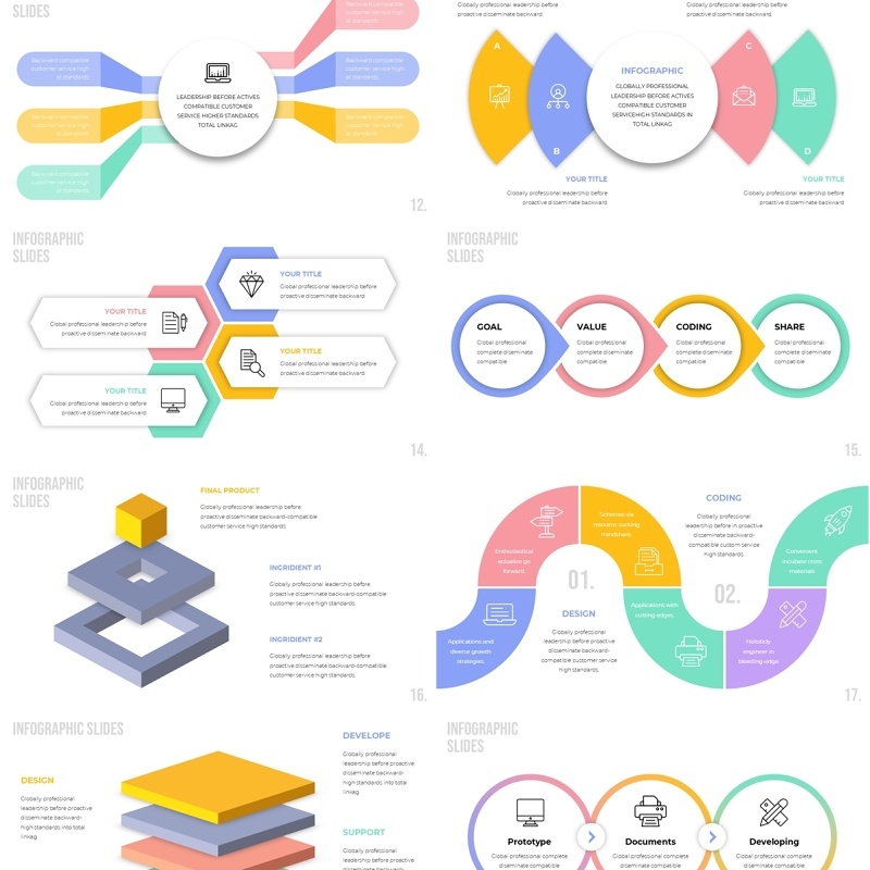 立体信息图表PPT素材模板infographic