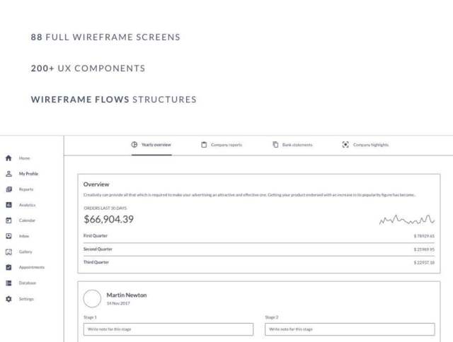 用于快速工作流的300多个元素和屏幕。,Ultimate Dashboard UX线框 用于快速工作流的300多个元素和屏幕。,Ultimate Dashboard UX线框