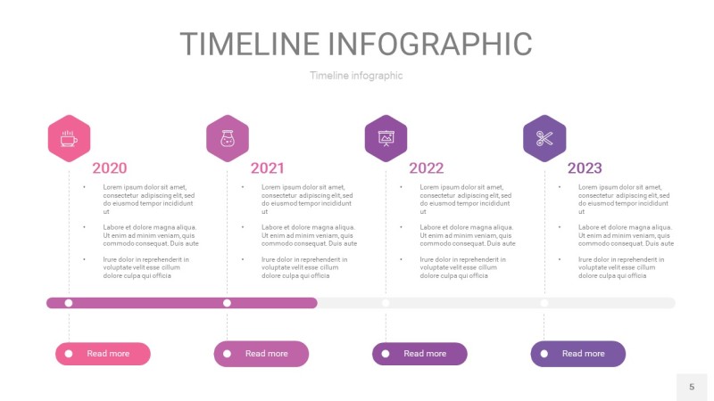 渐变粉色时间轴PPT信息图5