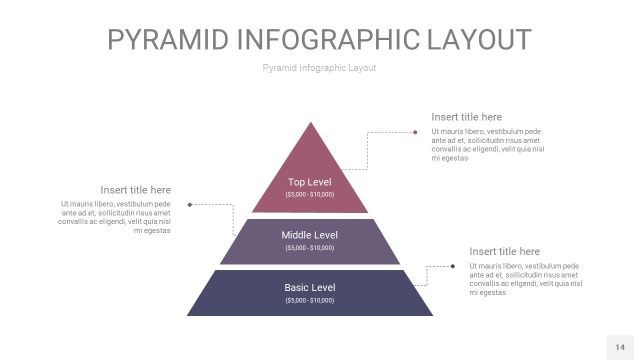 中紫色3D金字塔PPT信息图表14