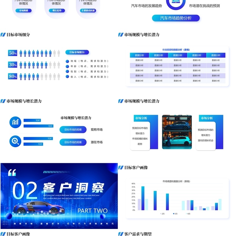 蓝色科技风汽车品牌营销策划PPT模板