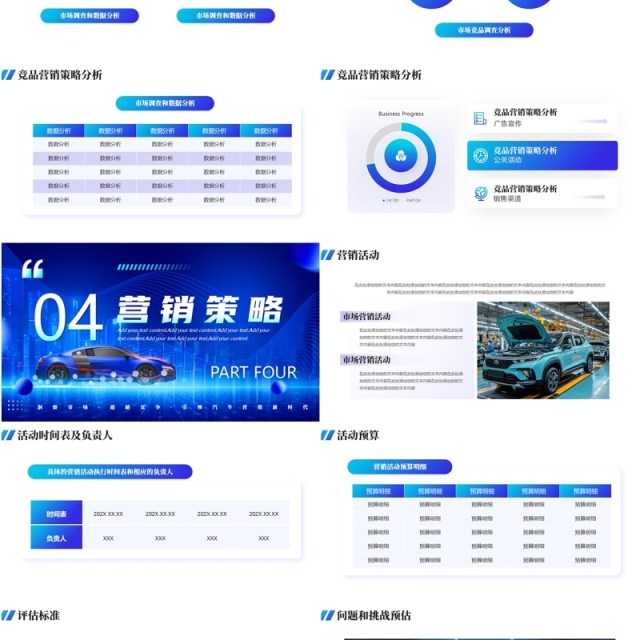 蓝色科技风汽车品牌营销策划PPT模板