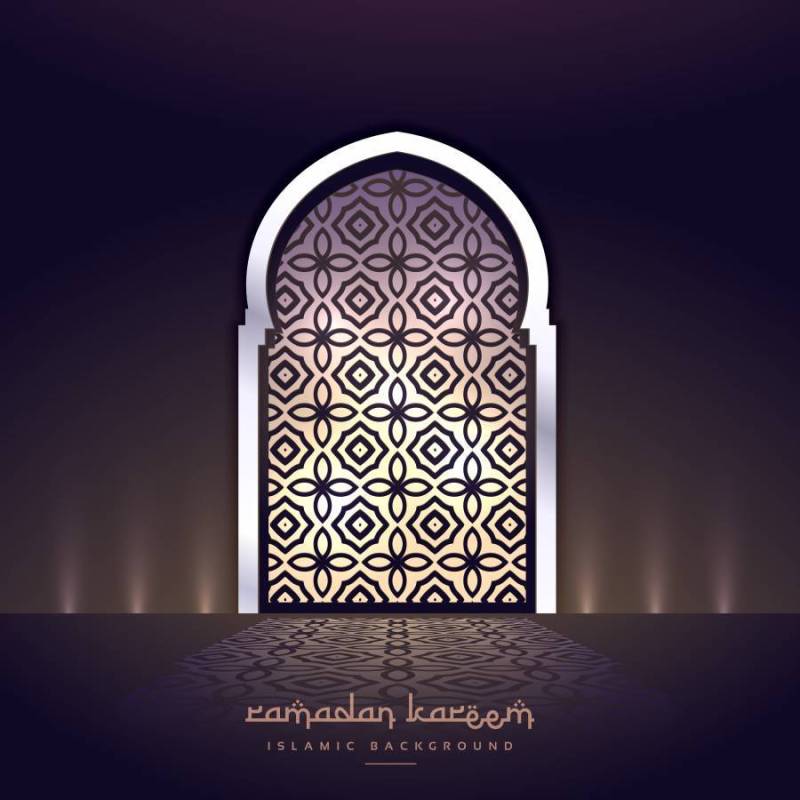 清真寺门与灯和图案形状