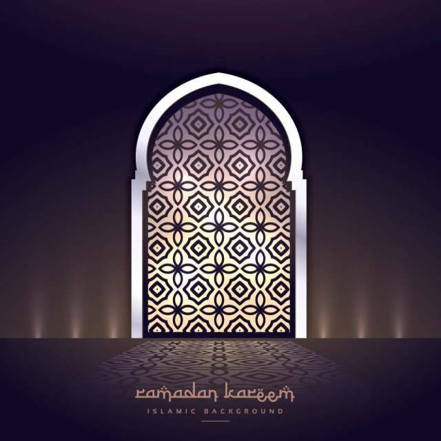 清真寺门与灯和图案形状