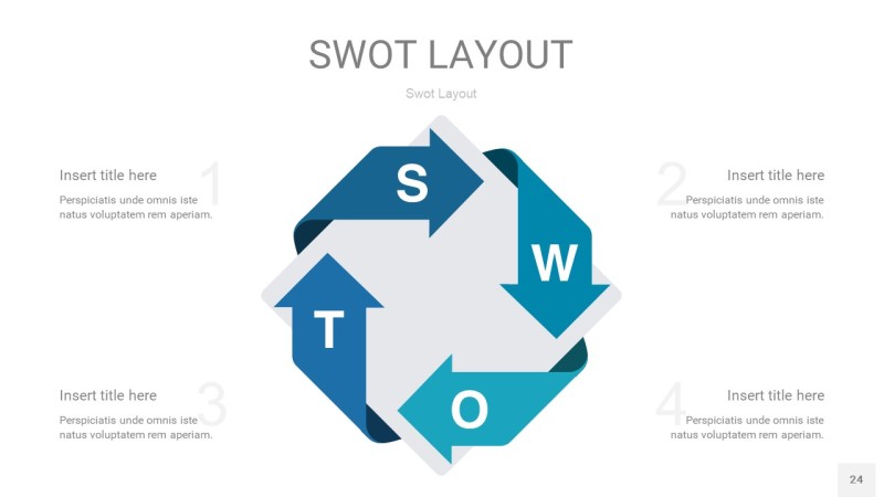 铁蓝色SWOT图表PPT24