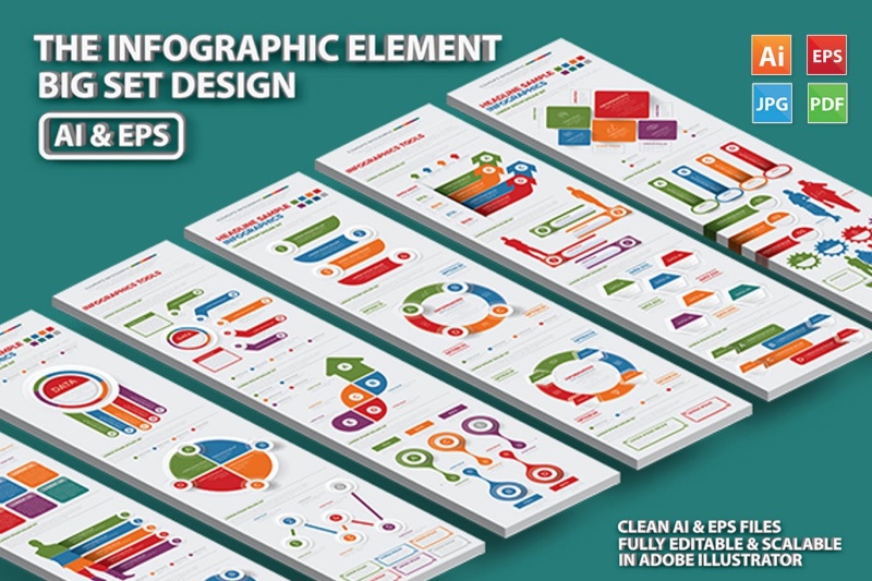 箭头圆形信息图表素材模板 Infographics Elements
