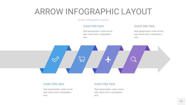 渐变紫色箭头PPT信息图表11