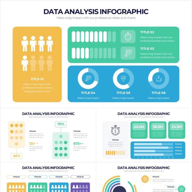 多彩数据分析可视化图表PPT素材Data Analysis Powerpoint Infographics