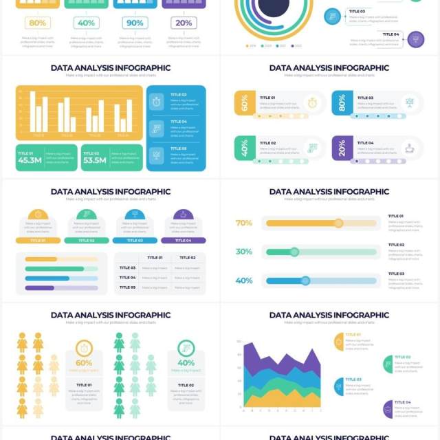 多彩数据分析可视化图表PPT素材Data Analysis Powerpoint Infographics