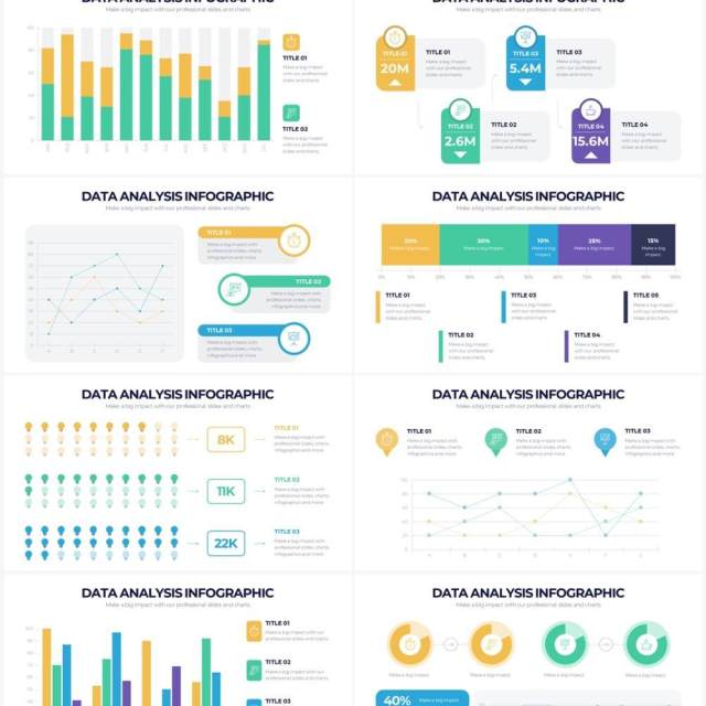 多彩数据分析可视化图表PPT素材Data Analysis Powerpoint Infographics